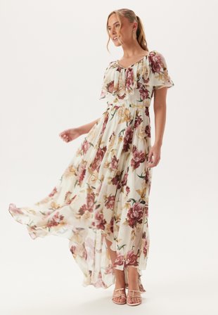 Ida Sjöstedt - Caroline Dress - Creme Red Floral - Kläder - - Bubbleroom