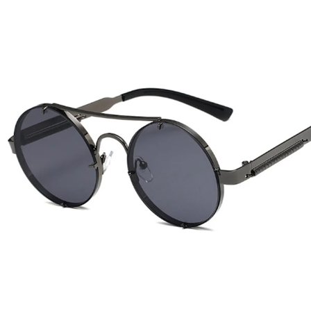 Märkesdesignade vintage solglasögon man kvinna metall steampunk solglasögon klassiska runda retro nyanser körning Oculos De Sol