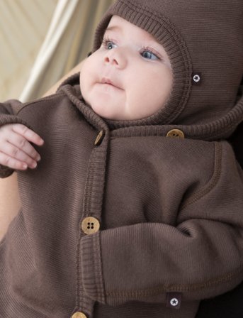 Smallstuff Jumpsuit Merino Wool W. Buttons And Hoodie, Rose Brown - Brown - 56/62