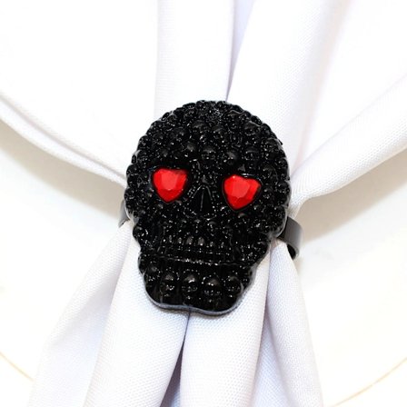 Halloween Servettringar Set om 12 Rhinestone Skalle Servetthållare Ringar