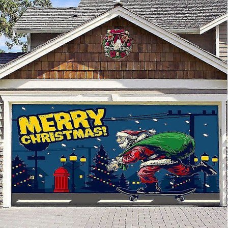 7x 4,9 m Glædelig Jul Julebanner Garageport Cover Stort Dør Cover
