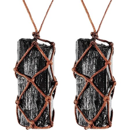 2 stk Lmell Naturlig Svart Turmalin Krystall Halskjede Håndflettet Chakra Edelsten Gave