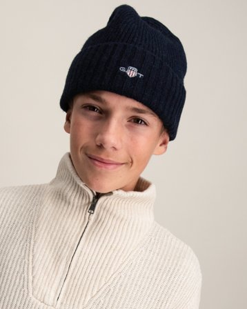 GANT SHIELD WOOL BEANIE Niebieski Czapki Chłopiec - Kids Brand Store