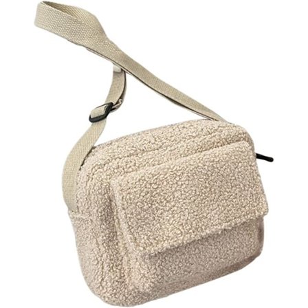 Kvinder Plys Skuldertaske Crossbody Håndtaske Lammeuld Messenger Taske Fluffy Tote Taske