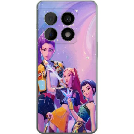 Yhteensopiva Puhelinkuori OnePlus 10 Pro Tulevaisuuden popdivat neonväreissä, joilla on taianomaisia yksityiskohtia unenomaisen galaksitaustan edess