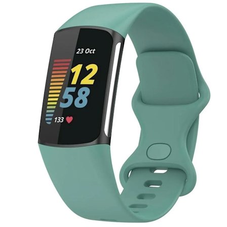 Fitbit Charge 5 / Charge 6 -yhteensopiva ranneke naisille ja miehille, pehmeästä silikonista valmistettu säädettävä vedenpitävä urheiluranneke