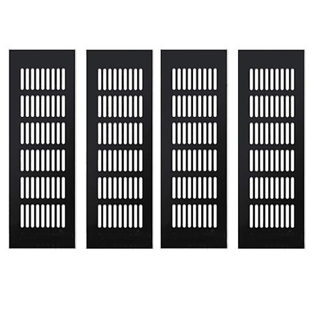 4 stk. luftventilationsgitterdæksel, skabsventiler køleskabsventil lameller vægventilationsgitter, sort 80 x 250 mm