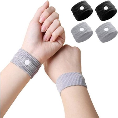 2 par med reisesykeband (svart og grå), armbånd for å lindre reisesyke Reise reisesykeband for personer som lider av mot