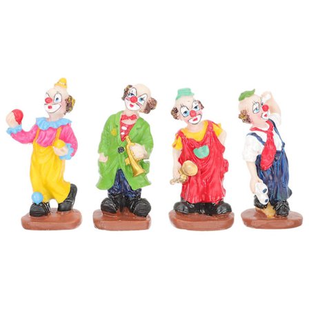 4 stk. Sirkusclown Figur Sandkasse Clown Miniatyr Kreativ Blomsterpotte Clown Ornament