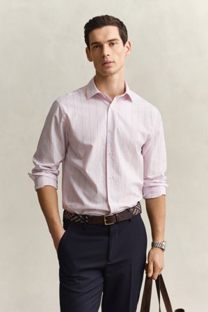 GANT Herren Regular Fit Hemd mit Dobby-Streifen (S) Rosa