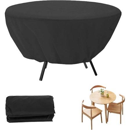 Rundt havebordsovertræk, vandtæt, 127 x 58 cm, støvtæt og møbelbeskyttelse til udendørs møbler (sort)