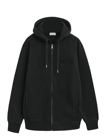GANT Reg Tonal Shield Full Zip Hoodie - Black - S