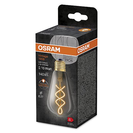 OSRAM LED Edison 1906 15 smoke 4W dim 1800K E27