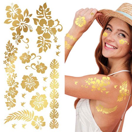 Semi-permanente Tatoveringer Blomster Gull