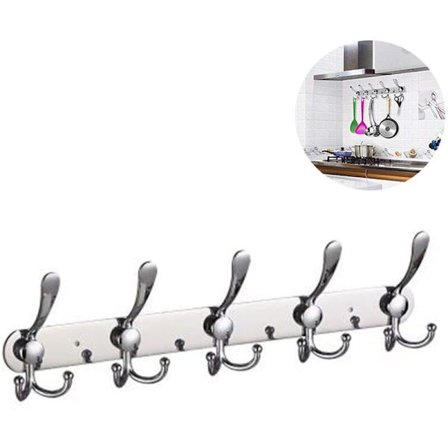 Ljus 5 krokar rostfritt stål europeisk stansfri badrum badrock krok för hemmet