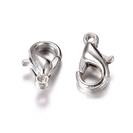 50 St. 12 mm. långa nickelfria Platinapläterade lobsterlås