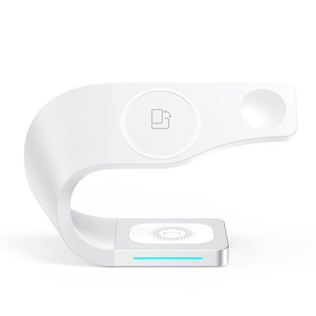 Superpraktisk 4-i-1-ladestativ, kompatibel med telefon og klokke