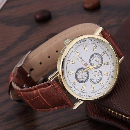 Mænds Moderne Casual Romersk Ur Læder Armbåndsur