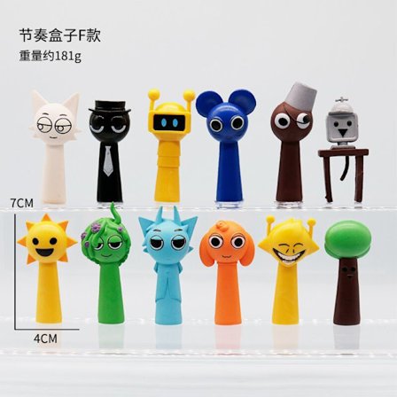 Xbi - Sprunki Plyysinen Rytmibok Luova Piirretty Hahmo Koriste Kynä Korkki 12kpl F