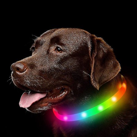 Hundekrave, Genopladelig RGB Farveskiftende Lysende Hundekrave, Vandafvisende Hundelys Gør Kæledyr Synlige Og Sikre Til Natvandring Udendørs, Camping