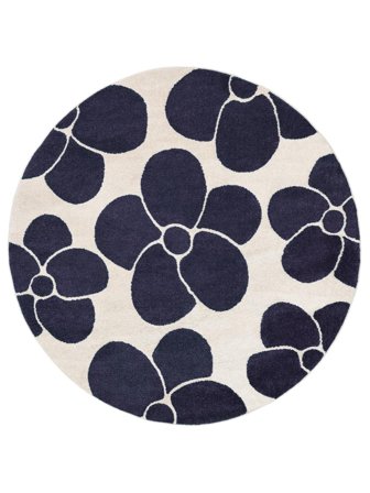 Primavera Dark Blue/Off White Round Oeko-Tex Rug