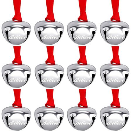 12 stykker juleklokkepynt med "Believe" - Polar Express-klokkedekor (FMY)