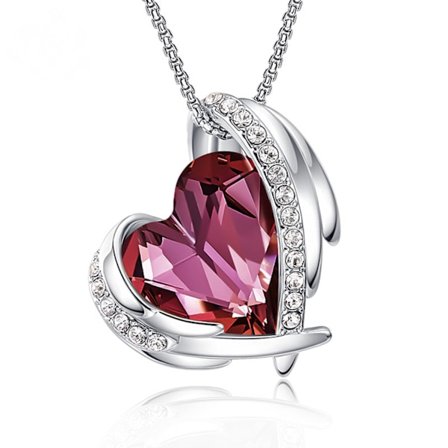 Halsband med ängelhjärtanhänge för kvinnor, ängelkristallhalsband