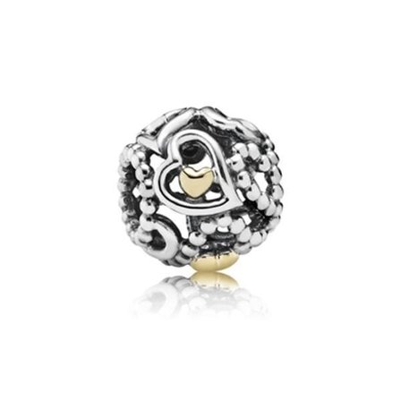 Charm - PANDORA - Profusion av Kärlek Ajourée - Silver 925/1000 - Guld 585/1000 - Kvinna