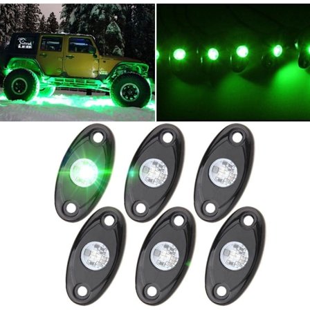Grönt LED Rock Light Kit med 6 Poddar för Off Road Lastbil Bil ATV SUV Motorcykel Underredsbelysning Trail Lampa Skärm
