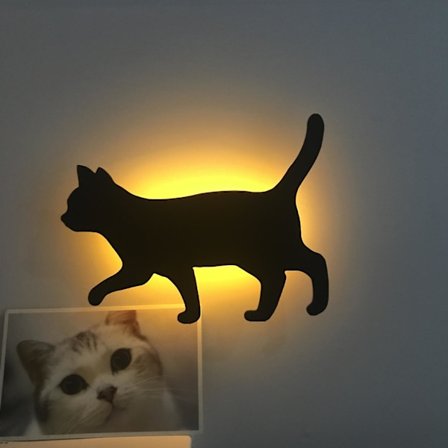 Kreativ söt svart kattsiluettlampa romantisk katt nattlampa induktionslampa dekorativ lampa