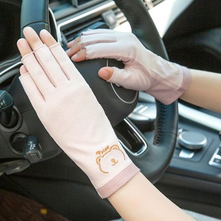 Sommar halvfinger exponerade tunna handskar för kvinnor, solskydd, UV-skydd, bilkörning, cykling, halkskydd