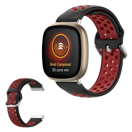 Fitbit Versa 3 / Sense tvåfärgad silikon klockarmband - svart / röd