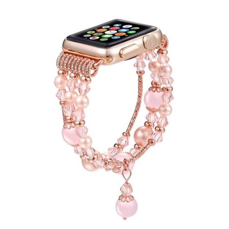 Apple Watch 42mm agatpärlor pärla klockarmbandsbyte - Rosa