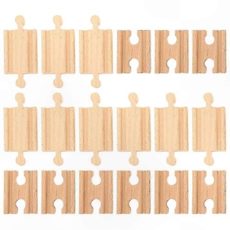 Träjärnvägsset - 18 Delar Järnvägsutbyggnadskit för Leksakstågstillbehör för Barn [D]