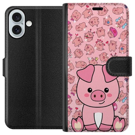 Kompatibelt Plånboksfodral till Apple Apple iPhone 16 Plus Kawaii Rosa Gris Söt Anime