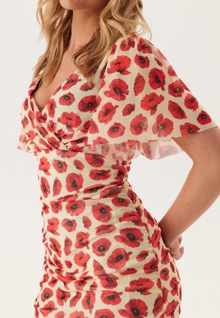 Bubbleroom Occasion-Butterfly Sleeve Mesh Ankle Dress-XS