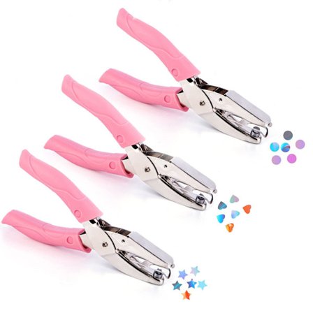 3 PAK Håndholdt hulpapirstans, metal enkelt hulpapirstansere med blødt greb, cirkelstjerne hjerteformede huller papirstans