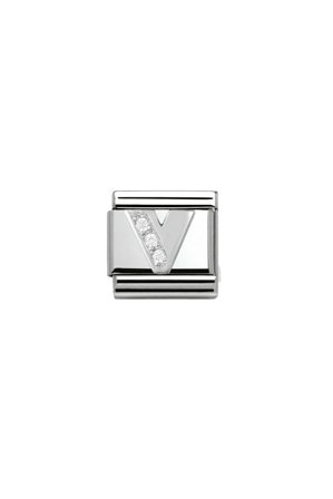 Alphabet 925 sterling Silver with CZ V