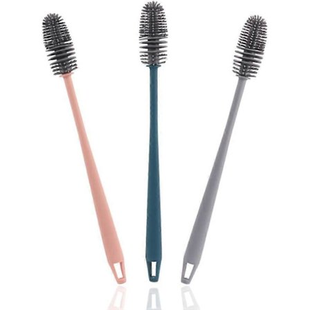 Flaskebørste, rengøringsbørste med langt håndtag, silikoneopvaskebørste, 3 (Fww)