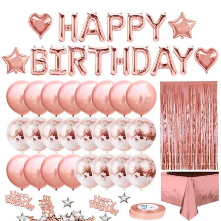 /EA/Nytt Svart Gull Ballong Nyttårsaften Festdekorasjon Duk Regnsilke Fødselsdagsdekorasjon Sett med Konfettiballonger Rose Gold