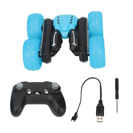 2.4G RC Stuntbil Høj Hastighed Dobbeltsidet LED-Skærm Fjernbetjeningsbil til Aldre 8 og Op Blå