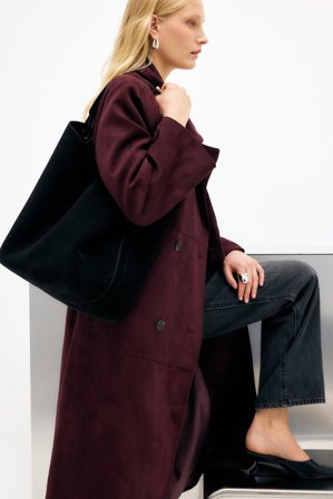 NA-KD - Myk toteveske i semsket skinn - Vesker - Svart - One Size