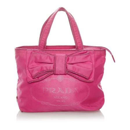 Prada Vintage Pre -owned Canapa Tessuto Bow Satchel Pink, Dame Vintage Tasker, Størrelse: ONE Size