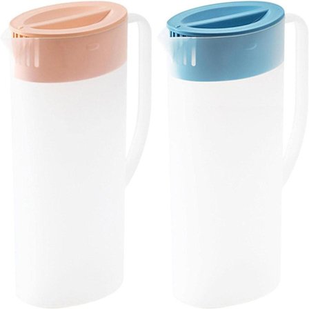 2X Plastikkander med låg og håndtag, Saftkande, Varm/koldtvandskande Drikkevarebeholder til lemonade