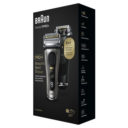 Braun Series 9 PRO+ Elektrisk Barbermaskin 9515s 60 min driftstid, Wet & Dry, 5 barberingslementer, med presisjonstrimmer