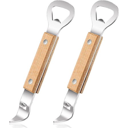 2 stycken magnetiska flasköppnare och burköppnare med trähandtag, magnet