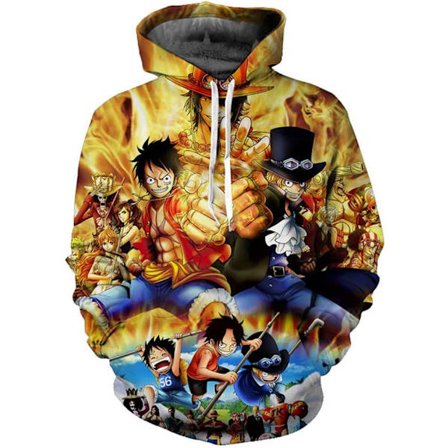 Cosplay 3D Anime Pullover Hoodie Monkey D Luffy Halloween Unisex Vuxen Manga Merch Tröja Med Kängurufickor Medium