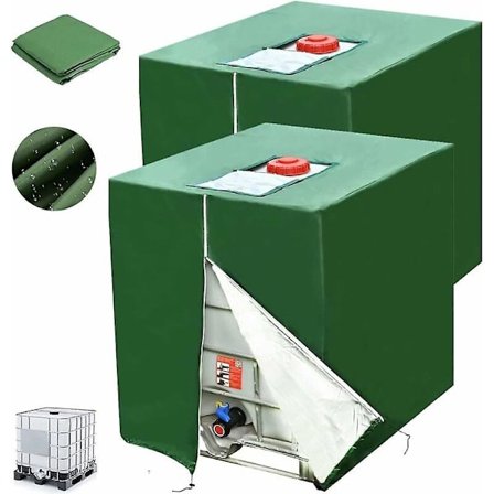 1000l IBC Tank Skydd, 2 Stycken 420d Vattentankskydd, Anti-UV Dammskydd IBC Tankbehållare Skydd, IBC Tank Skyddande Skydd Med Blixtlås (116 X 100 X 1