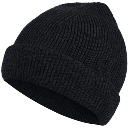 Strikket hue i 100 % merinould, unisex, varm vinterhue, blød