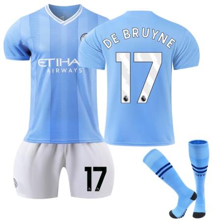 2023-2024 Manchester City Hjemme Børnefodboldsæt nr. 17 De Bruyne 8-9 år